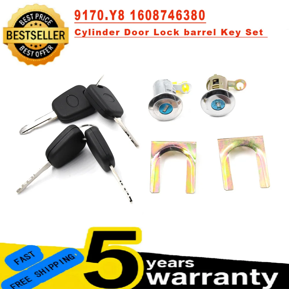 

Car Cylinder Door Lock Barrel Key Set 05-14 9170.Y8 1608746380 9135S2 9136.T0 For Peugeot 107 Citroen C1 Toyota Aygo