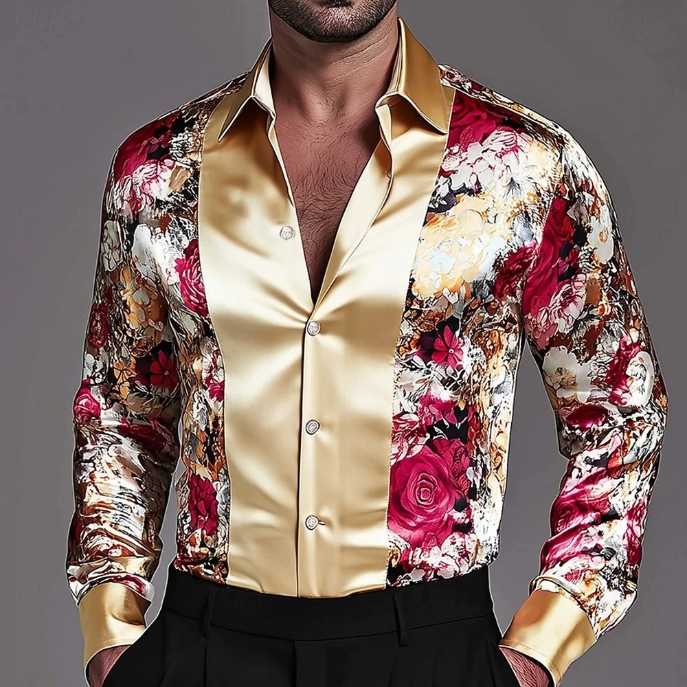 

2026 New Men's 3D Printed Formal Shirt, Suitable for Banquets and Parties, Lapel Long-Sleeve Shirt, Stylish Men's Shirt