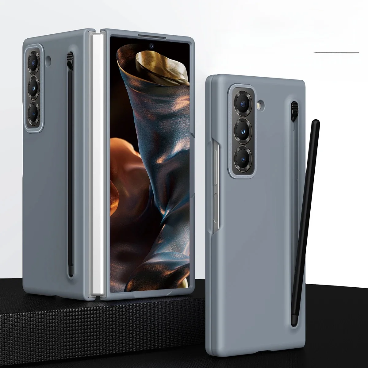Etui Samsung Galaxy Z Fold 6 5 4 3 Kolor Przyjazny dla skóry Matowy Elastyczny długopis Opcjonalnie z hartowaną folią Wstrząsoodporna twarda okładka — zdjęcie produktu 7