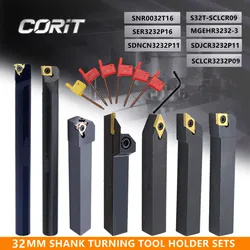 CORIT 7Sets of 25MM CNC Lathe Turning Tool Holder Boring Bar with Applicable Inserts and Wrenches Set for Turning Threading