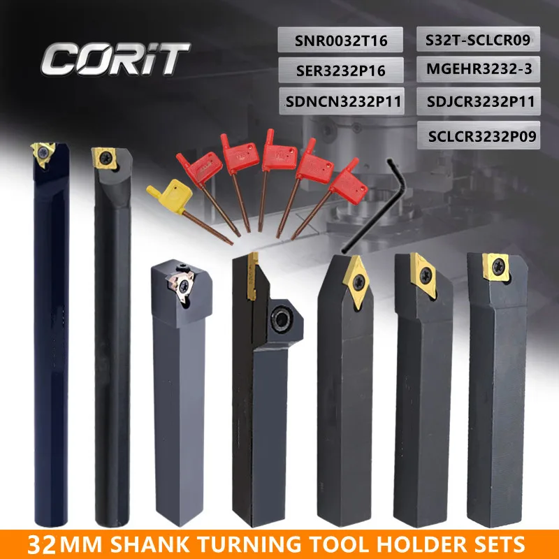 Corit Conjuntos de 25 mm Torno Cnc Torneamento Ferramenta Titular Chato Barra com Inserções e Chaves Aplicáveis Conjunto para Torneamento