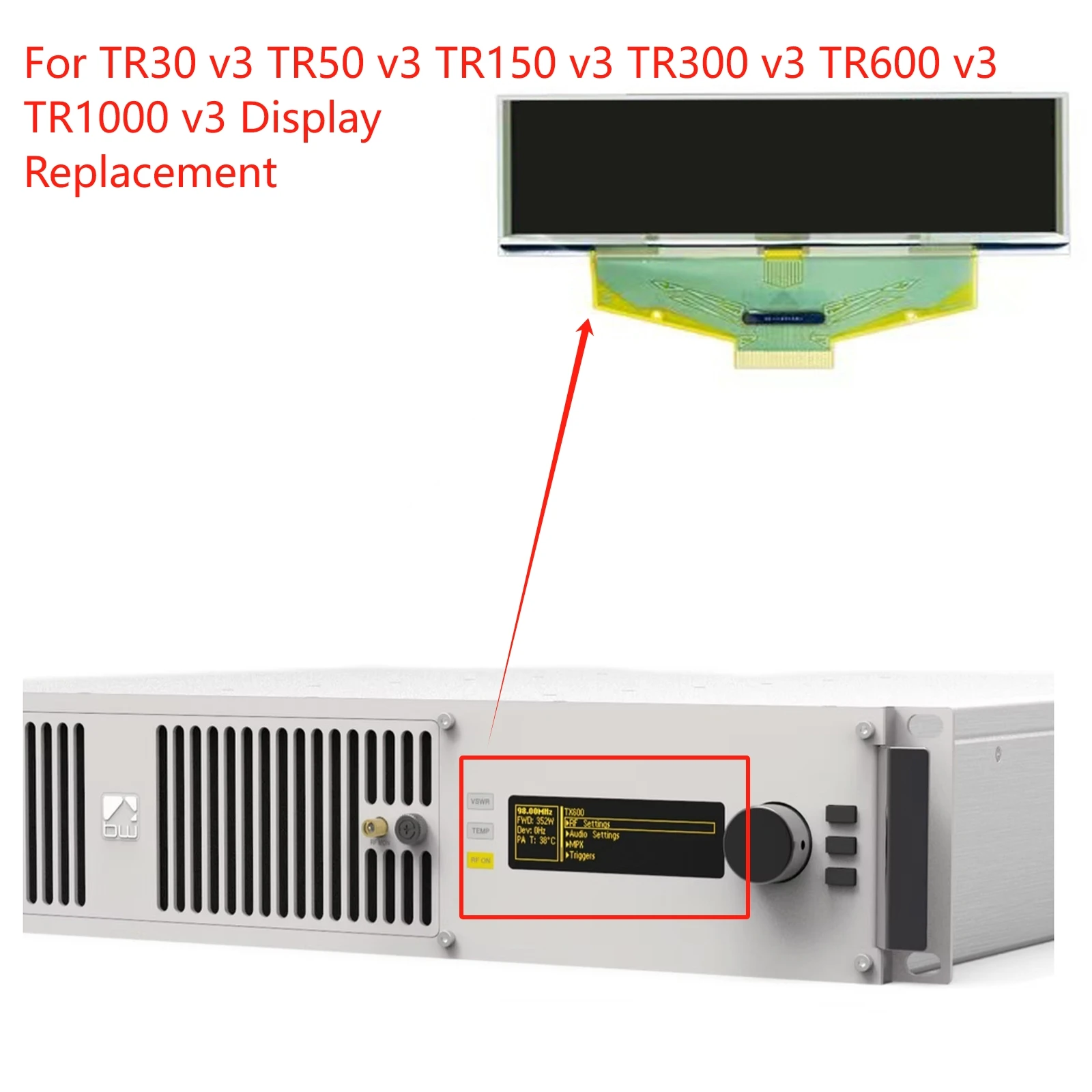 

New Oled Display for TR30 V3 TR50 V3 TR150 3 TR300 3 TR600 v3TR1000 v3 FM Translators Screen Replacement