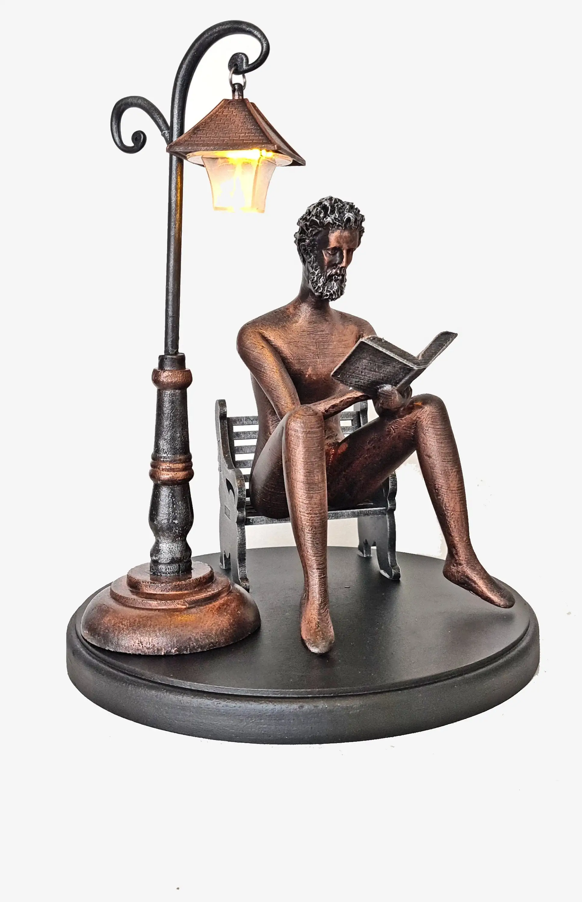 Book Lovers Statue, Street Light Themed Reading Statue, Book Lovers Gifts Statue, Readers Club, Unique Abstract Sculpture