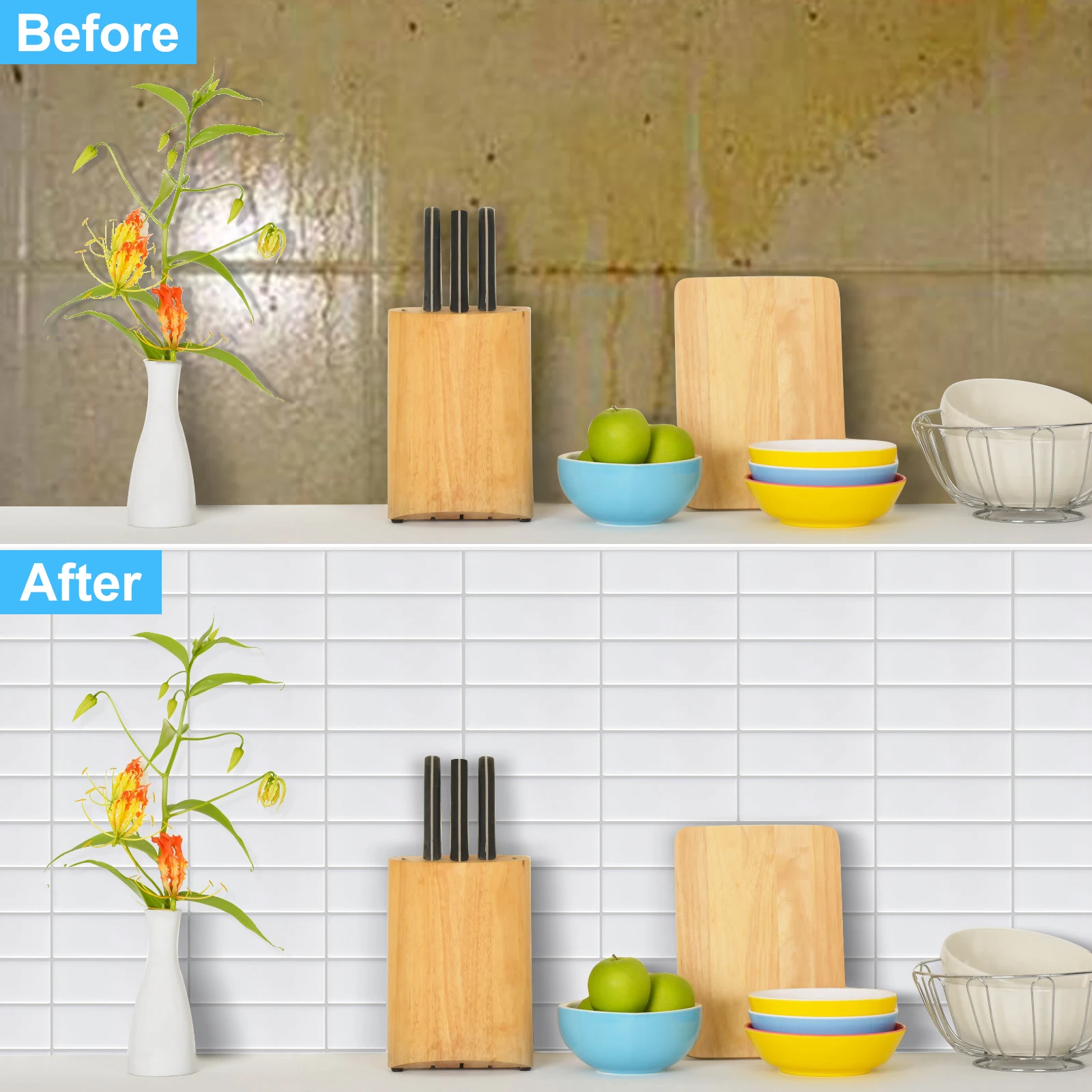 5sheet The Garage Renovation 3D Effect Self -sticking Wall Stickers Cabinet Decorative Sticker