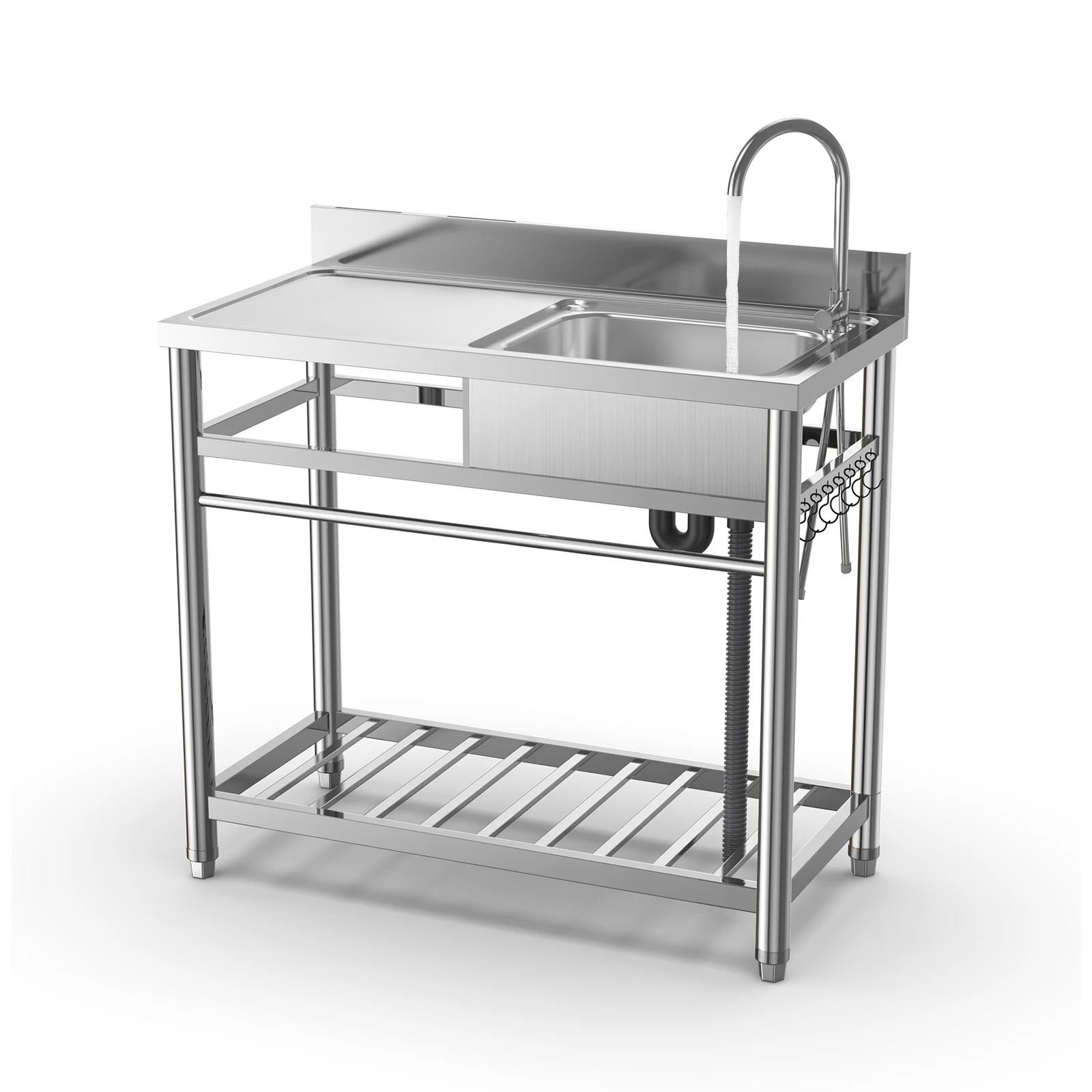 

Универсальная раковина из нержавеющей стали, 1 отделение, небольшая раковина с верстаком, коммерческие раковины с одной чашей шириной 20 дюймов x 39 дюймов