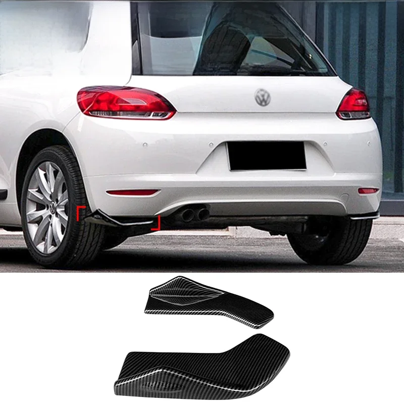 Dla VW Scirocco R 2009-2016 Samochodowe Tylne Splittery Zderzaka Nakładki Spojlera Klapy Bagażnika Canard Wing Dyfuzor Ochraniacze Narożników Karbon — 2