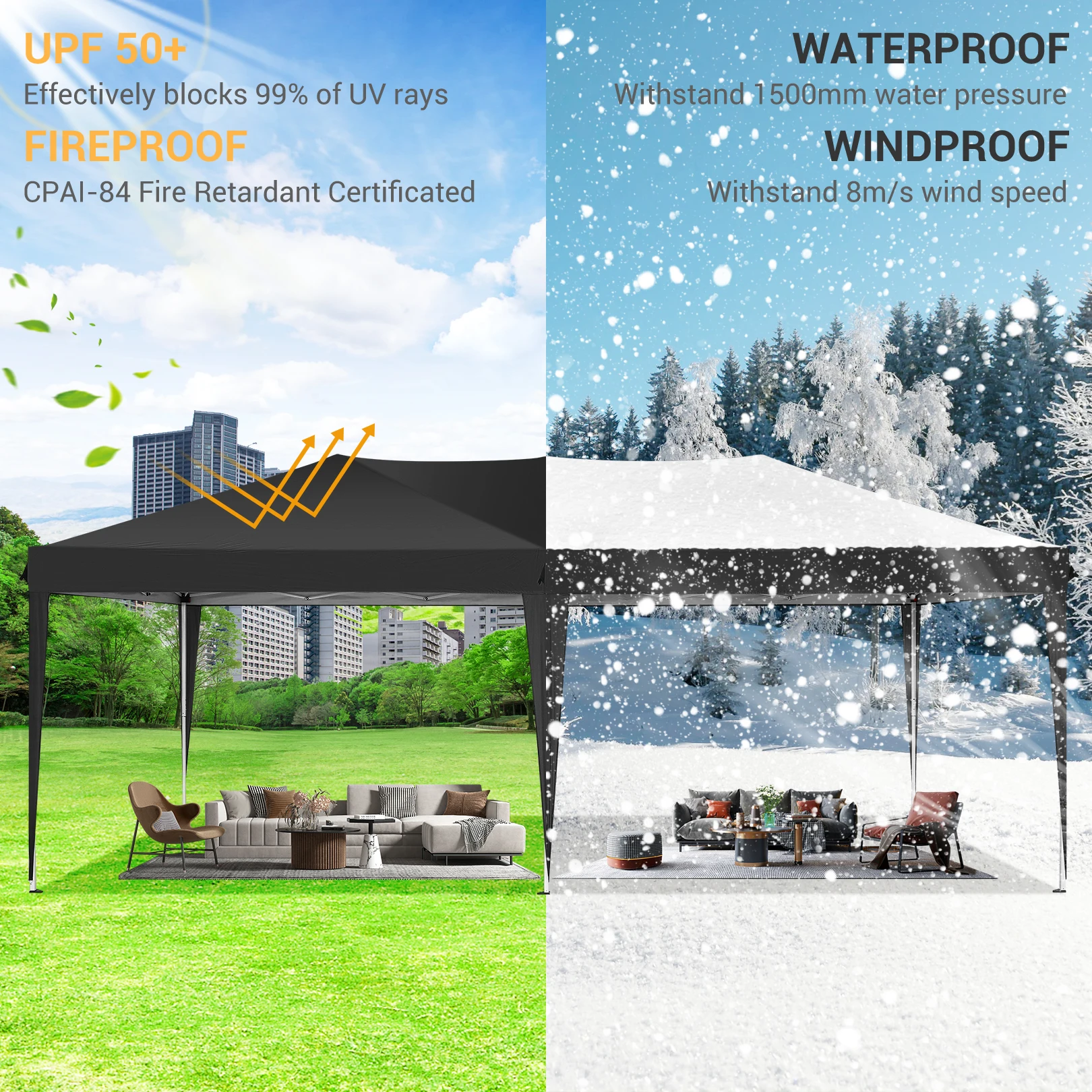 COBIZI 10x20 FT Pop up Canopy Tent with Sidewalls, Party Tents for Parties, Carpas Para Fiestas, Easy Set Large Outdoor Popup Patio Gazebo for Backyard,Weddings,Vendor,Commercial Event (Upgrade)