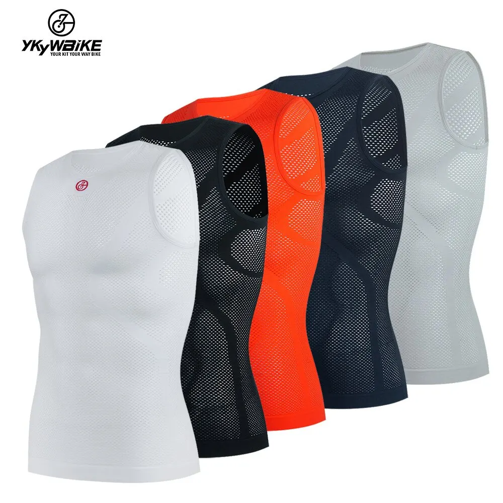 YKYWBIKE Cycling Vest High Elastici Cycling Base Layer Jersey MTB Road Bike Bicycle Vest Running Sport Cycling Underwear 4Color