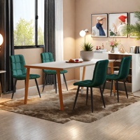 4 pack dining chairs velvet fabric metal feet padded dining chairs ergonomic design kitchen chair Green