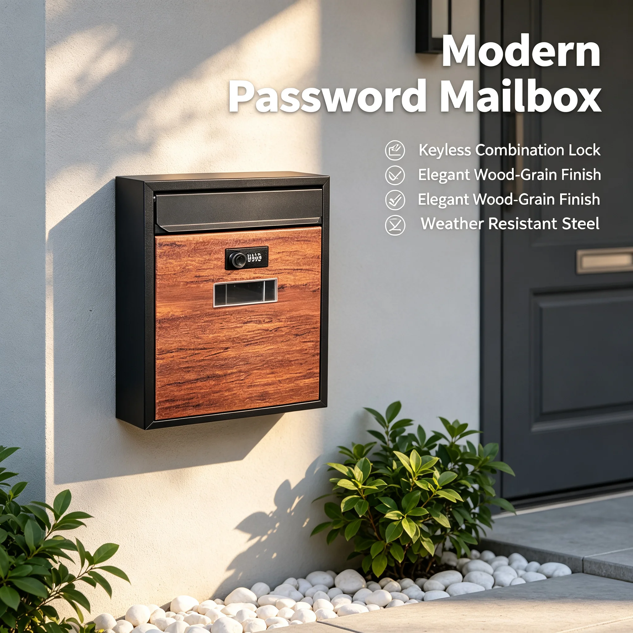 Combination Lock Post Box Sturdy Construction Combination Lock Postbox Weather-Resistant Secure Metal Mailbox for Apartment