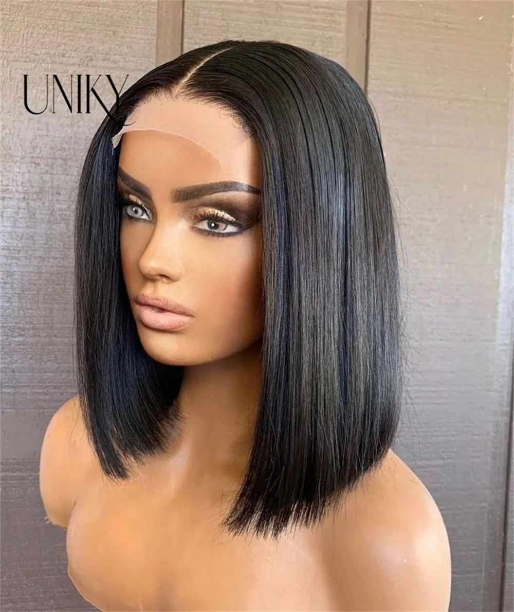 

Silky Smooth Hair Glueless Wigs Straight Hair Pre Cut 4x4 HD Lace Closure Short Bob Glueless Wig for Black Women 180% Density