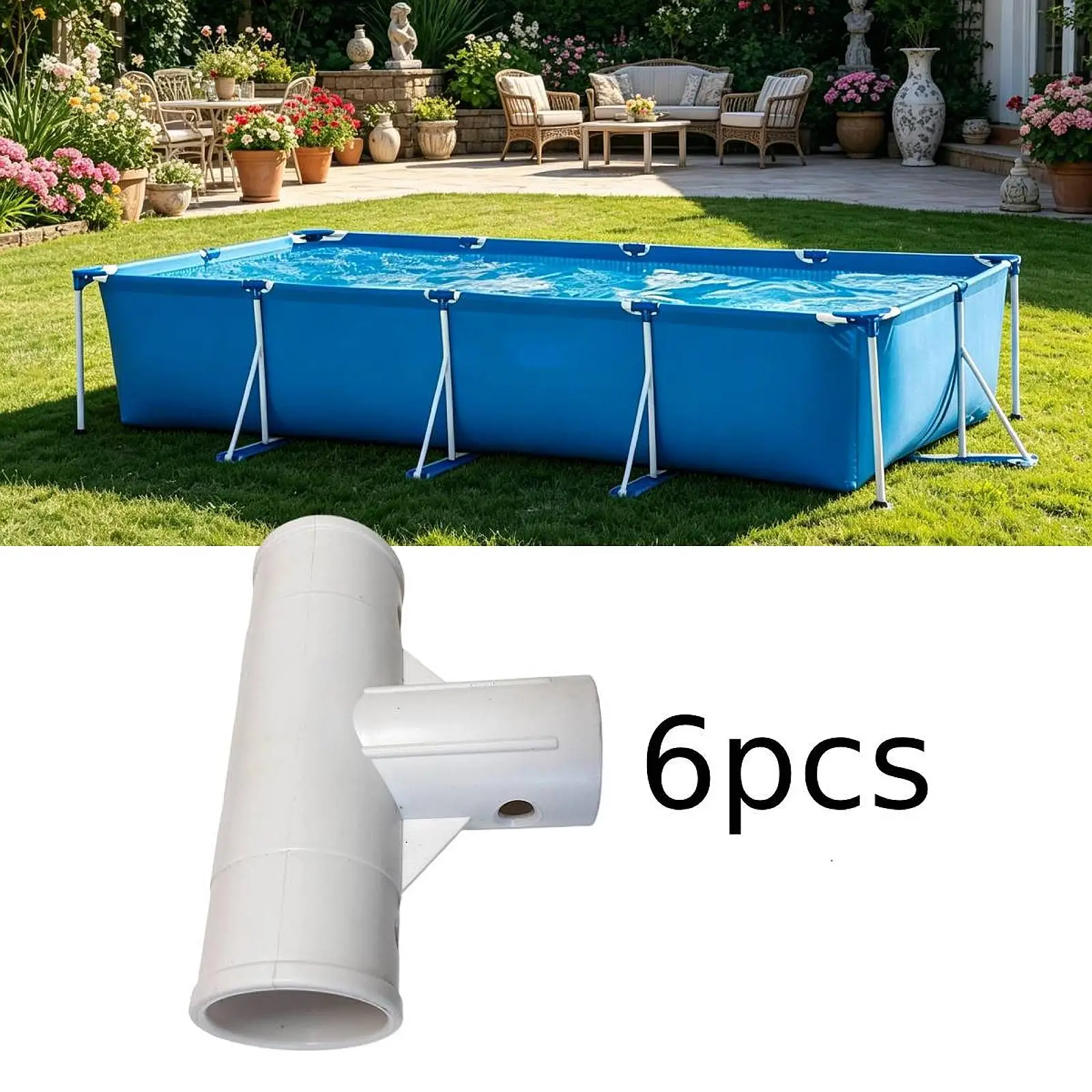 6Pcs T-Joint Pool Frame Connector Plastic Repair Replacement Parts for Intex 28273 Rectangle Above Ground Frame Pools Accessorie