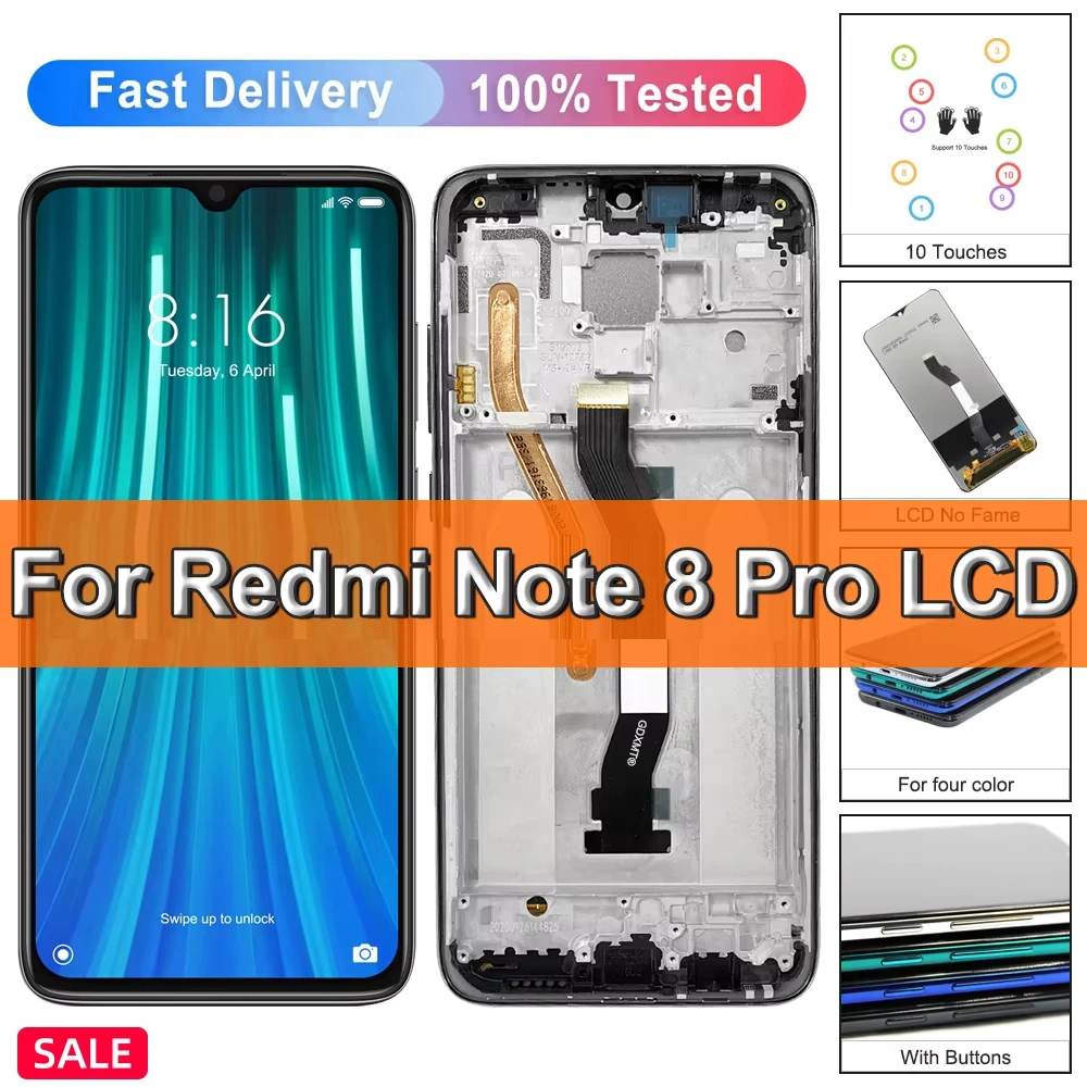 

ЖК-дисплей AAA ++ для Xiaomi Redmi Note 8 / Note 8 Pro, ЖК-дисплей с сенсорным экраном и дигитайзером в сборе для Xiaomi Redmi Note8 / 8pro