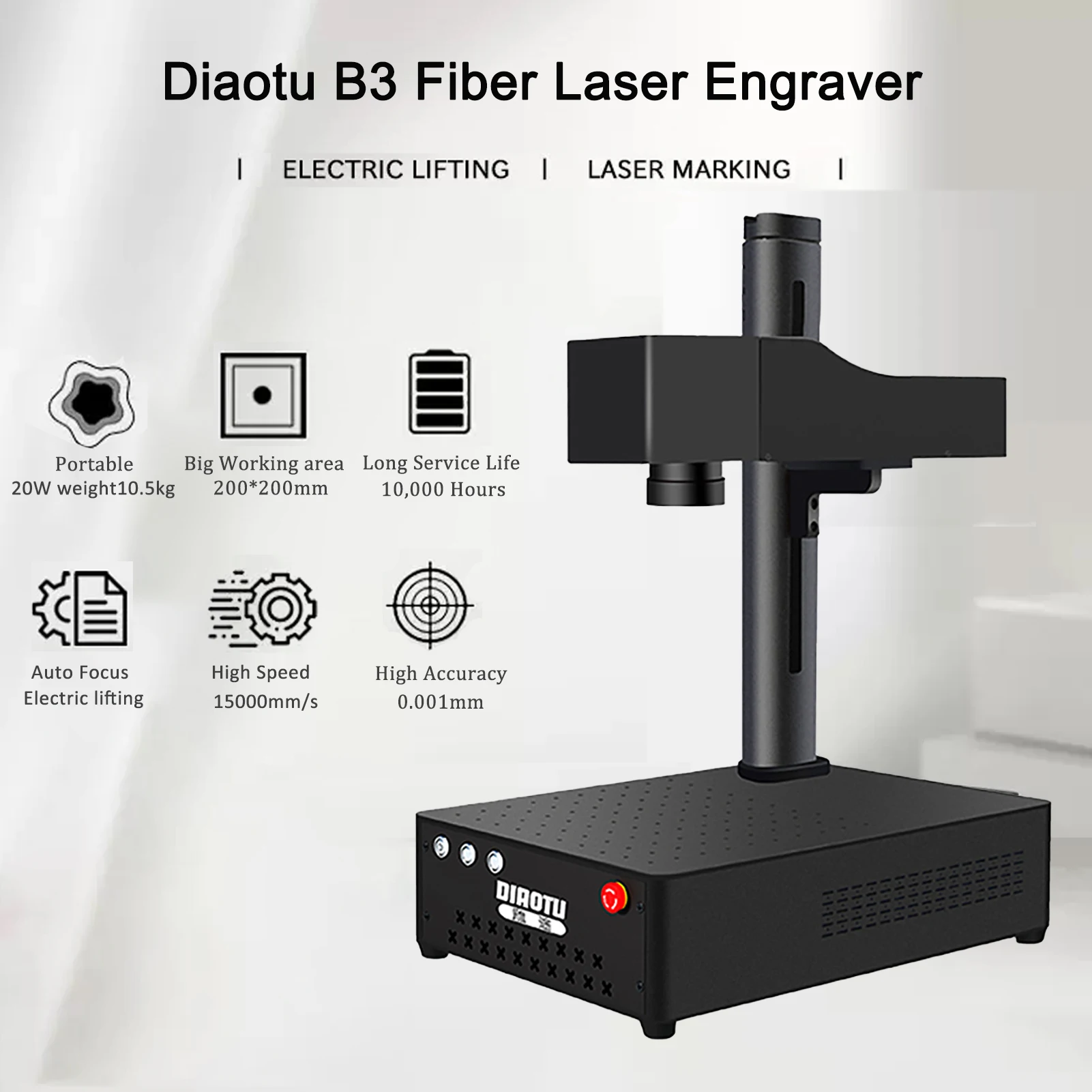 Diaotu B3 Wireless Control Fiber laser marking machine Raycus 30w Laser engraving Machine For metal  JPT laser engraver Jewelry