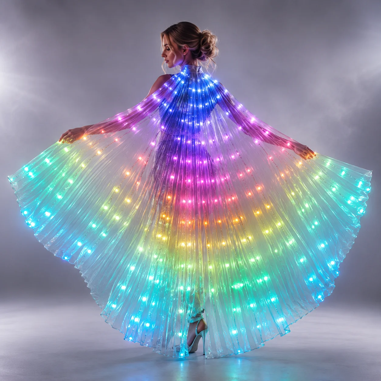 Frauen LED Isis Flügel Fernbedienung Bauchtanz Licht Up Flügel Schmetterling Party Club Tragen Flash Halloween Flexible Sticks