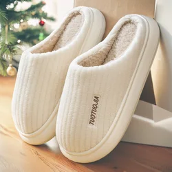 Couple Slippers Indoor Stripe Fluff Memory Foam Fluffy Eva Anti-skid Soft Heel Non Slip Plush Slippers Women's Winter Houseshoes