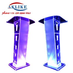 2024 AKLIKE Stand Acrylic Podium Glass Church Pulpit Designs Clear Rostrum Plastic Lectern With Lights Free Shipping Furniture