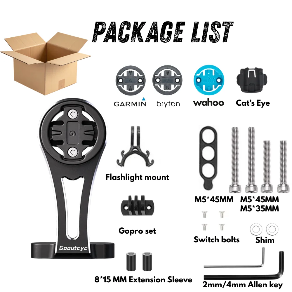 GOOUTCYC Bicycle STEM Computer Out-Front Mount kit Compatible with Garmin Wahoo Bryton Combo Integrated Mount for Gopro Aluminum view 6