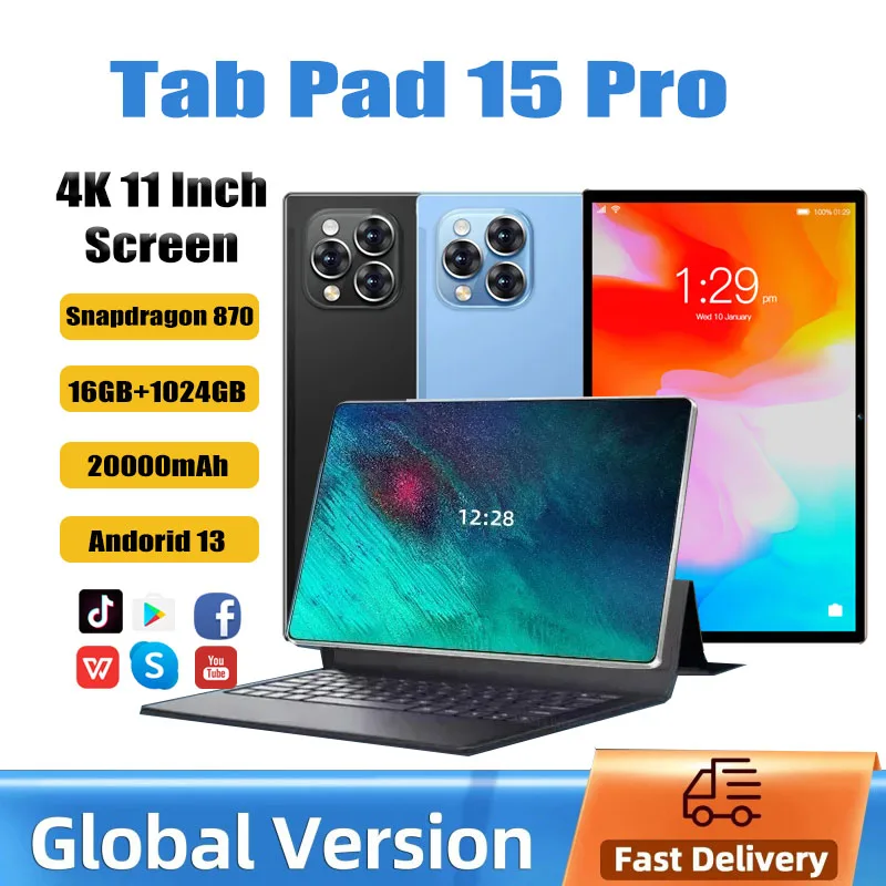 2024 nuova versione globale Pad 15 Pro 11 pollici HD Tablet originali 5G WiFi Android Mini pc Google Play Tablet