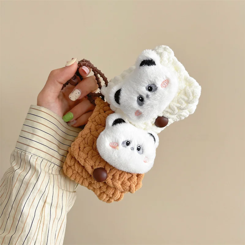 

Korean Cute Plush Panda Earphone Case for Apple Airpods 1 2 3 4 Airpods Pro 2 Cover Kawaii Cartoon Furry Charging Case