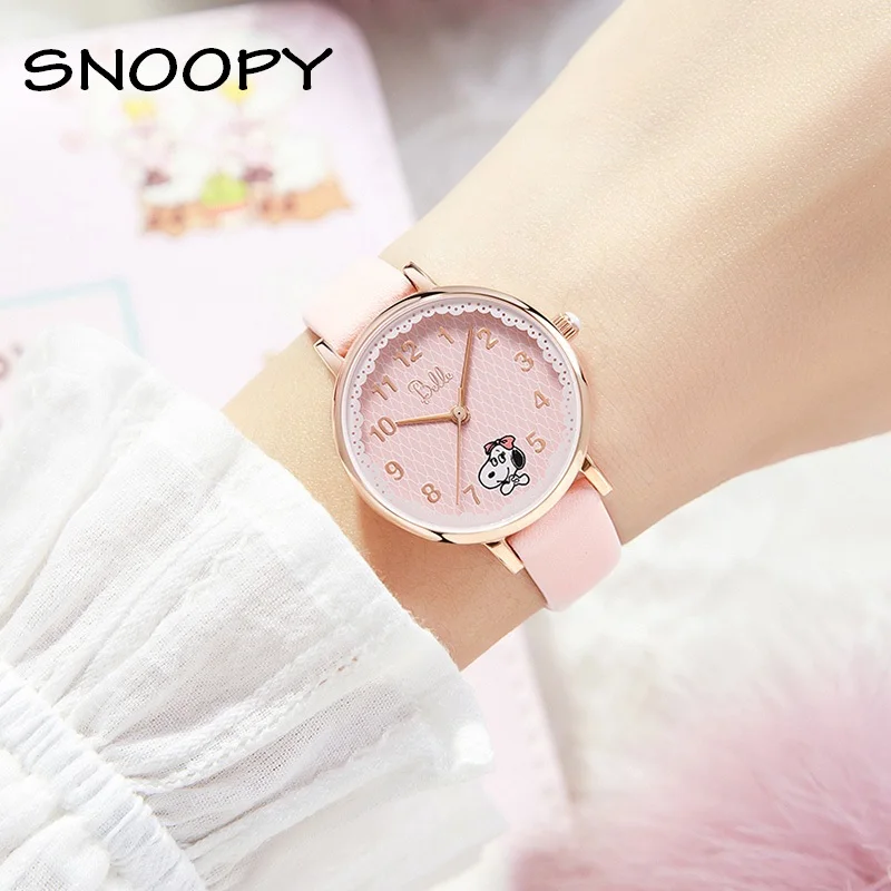 SNOOPY Original Women Fashion Casual Japan Quartz Wristwatch Belle Cartoon Children Student Youth Girl Time New Lovely Cute Lady