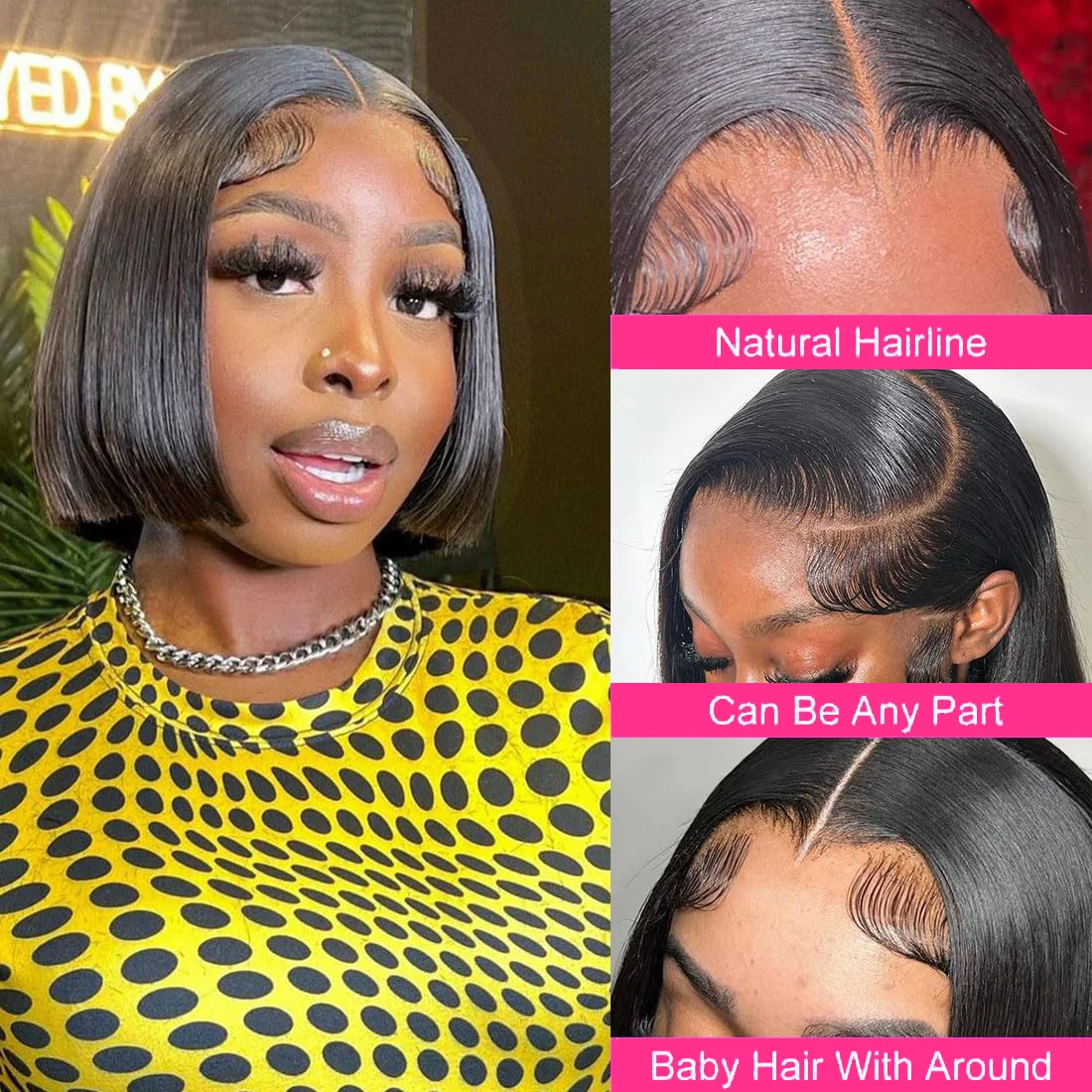 100% شعر الإنسان مستقيم قصير بوب الباروكات شعر الإنسان 13x4 الدانتيل الجبهة بوب الباروكات قصيرة بوب الباروكات 200% الكثافة 4x4 إغلاق الدانتيل بوب شعر مستعار #2