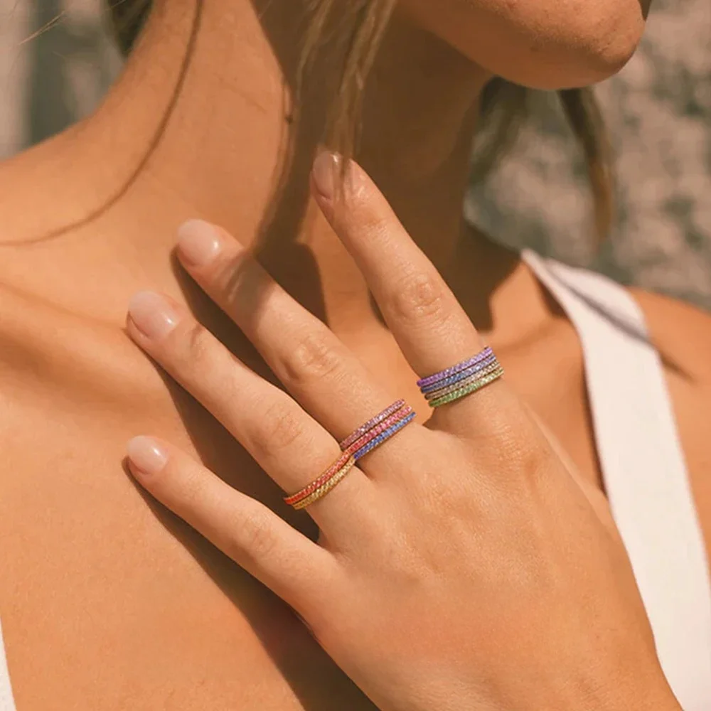 eManco Rhinestone Biżuteria ze stali nierdzewnej Pierścionek z kamieniem urodzeniowym Kolorowe kamienie miesięcy 12 Pierścionek zodiaku Urodzinowy prezent ślubny — zdjęcie 2