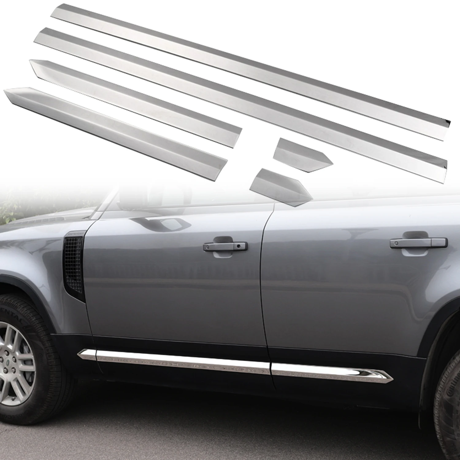 

For Land Rover Defender 2020-2023 Car Accessories Stainless Steel Side Door Body Molding Cover Trim 6pcs