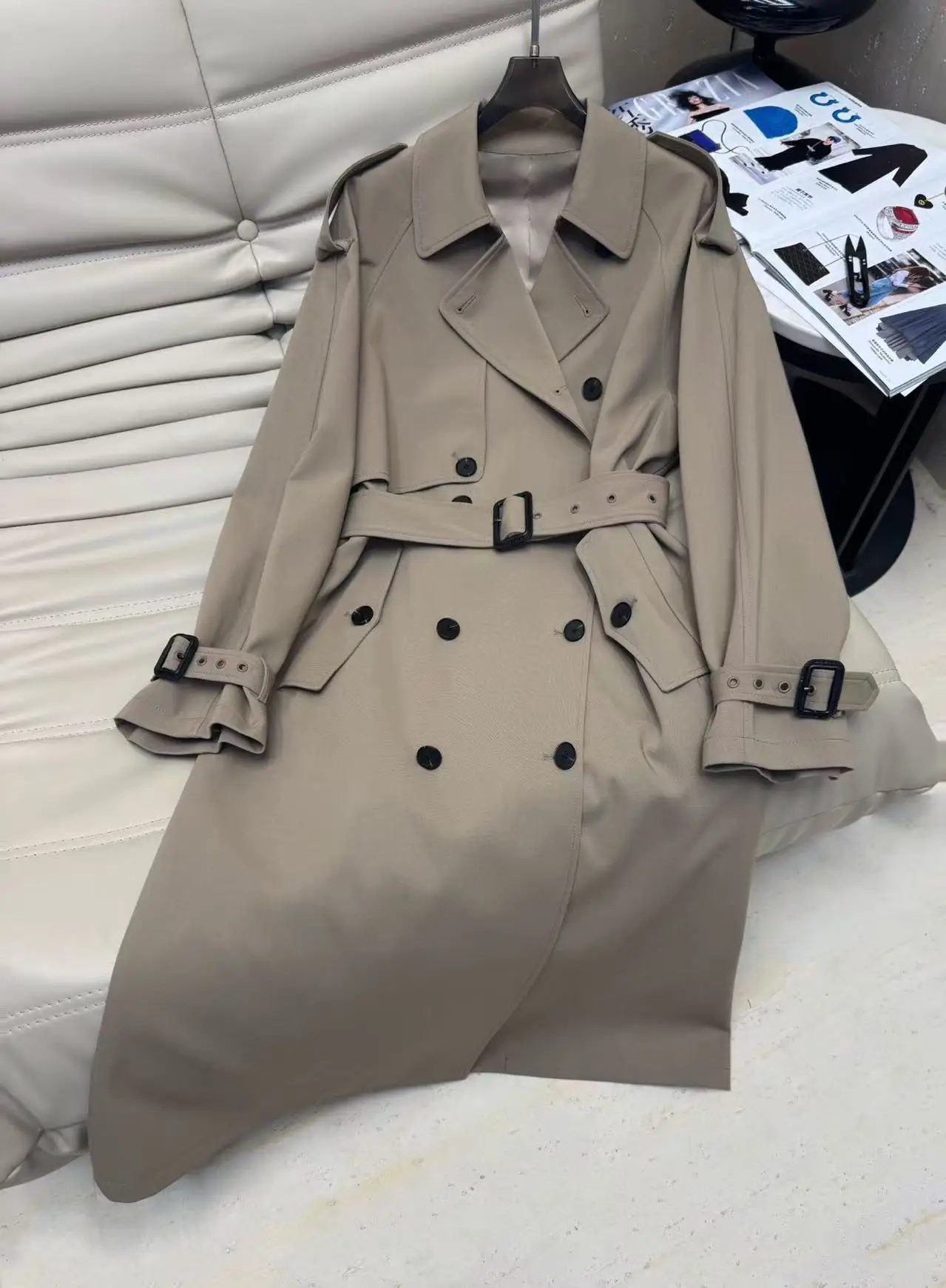 Autumn and Winter Classic Elegant Double-Breasted Long Trench Coat
