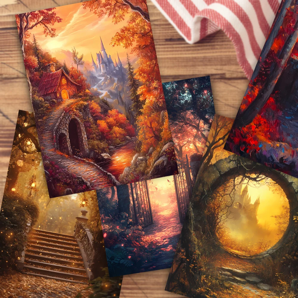 32 Stück, herbstlich begrenzte Postkarten, Herbsternte, gefallene Blätter, Sammlung, Wandaufkleber, Postkarten, Grußkarten, DIY