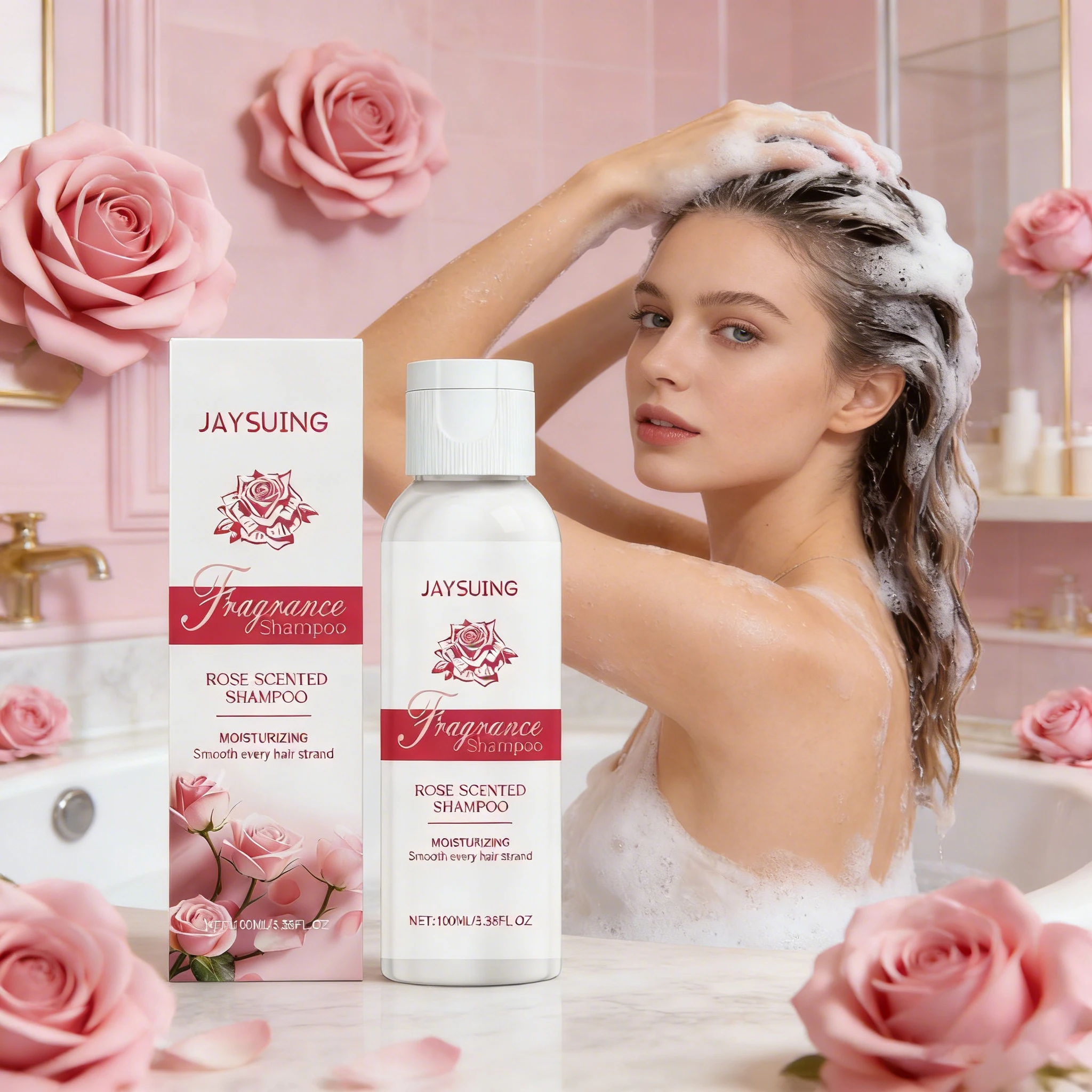 

Шампунь JAYSUING 100 мл с ароматом розы против выпадения волос, стимулирующий рост, не вызывающий раздражения, для объема и питания, средство для ухода за волосами