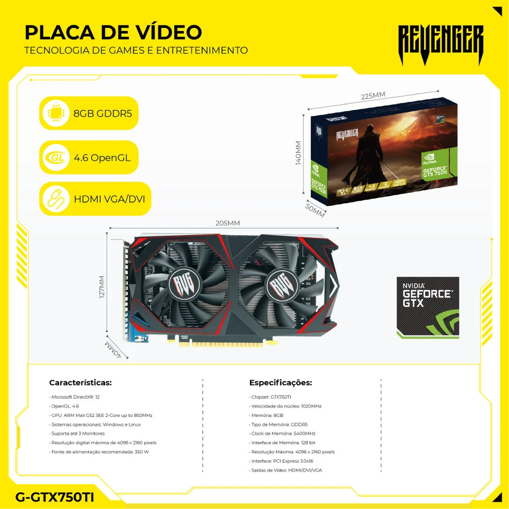 بطاقة فيديو الألعاب GTX750TI 8GB DDDR5 Revenger G-GTX750TI/8G #3