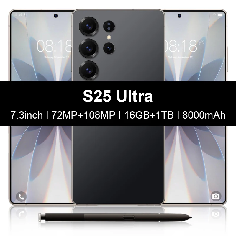 

HOT Original NEW S25 Ultra 16GB+1TB 7.3HD Global Edition 2025 Android 14 Smart Dual Card 8000mAh Battery Facial Recognition Fu