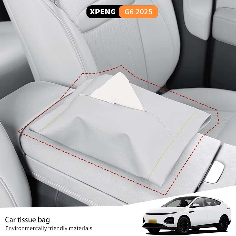 

For Xpeng G6 2025 Car Tissue Bag Seats Sun Visor Armrest Storage Box Organizer Case Leather Tidy Scratch Wear resistant Interior
