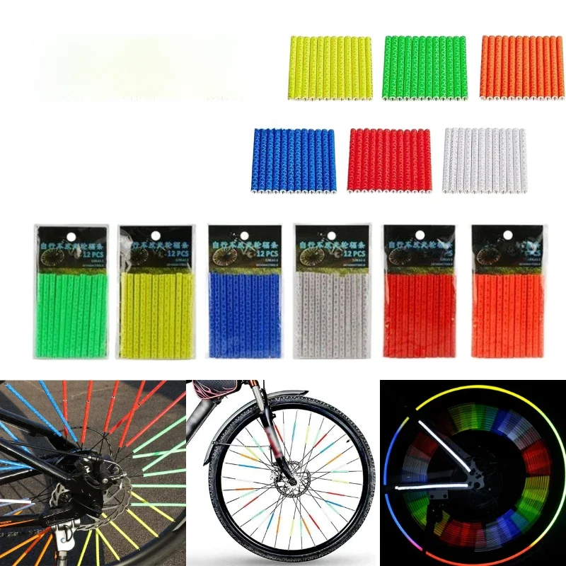 AliExpress 12pcs/Bag Bicycle Spoke Reflective Strip Bike Riding Wheel Rim Spoke Mount Clip Tube 7.5cm Bike