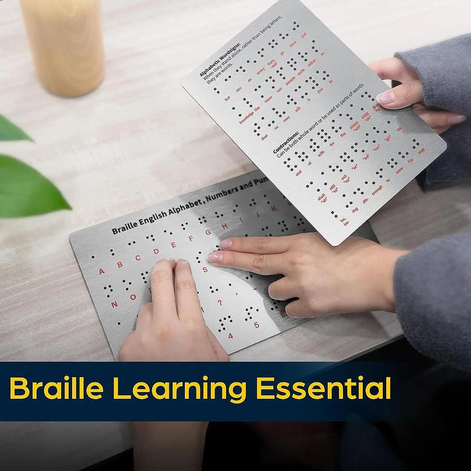 Tablica Braille'a z wypukłymi znakami, lekka, przenośna, z cyframi, narzędzie edukacyjne, tablica Braille'a dla niepełnosprawnych uczniów i dorosłych.