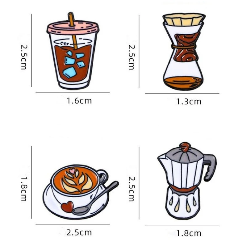 Cartoon Coffee Enamel Brooch Personalized Creative Backpack Clothing Accessories Decoration Alloy Lapel Pin Badge