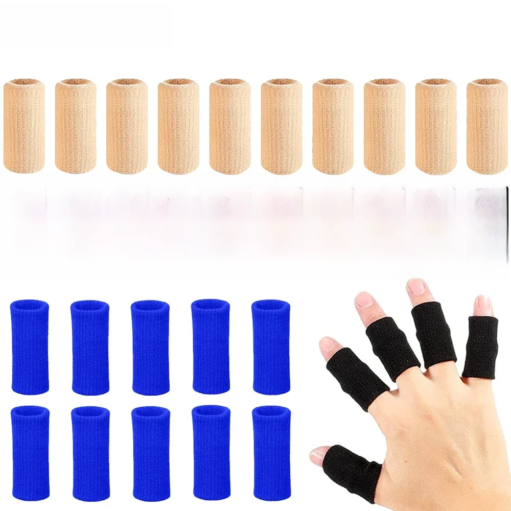 GOMOREON 10 pièces/ensemble manches de doigt de sport soutien de l'arthrite protège-doigts élastique volley-ball en plein air basket-ball Protection des doigts