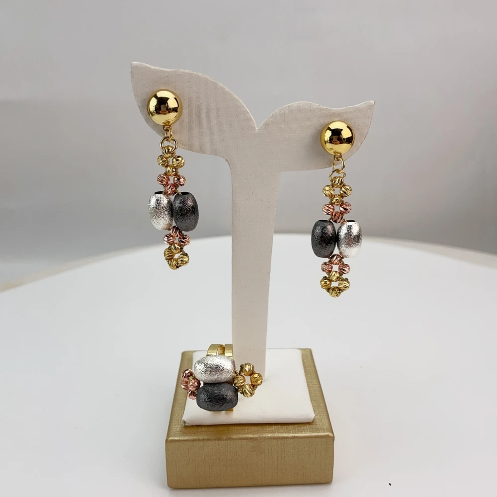 EMMA موضة دبي مطلية بالذهب الخرز القلائد أقراط خواتم مجموعات المجوهرات الجميلة للنساء هدايا مجوهرات الزفاف FHK21410 #5