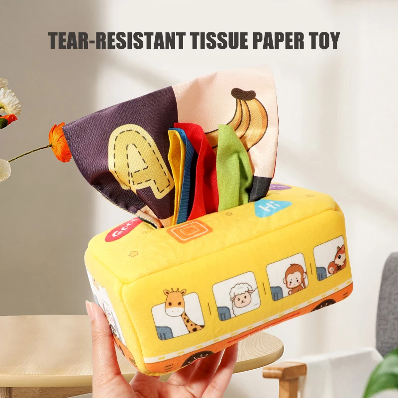 Baby's Tear Resistant Tissue Box for Early Education, Learning Finger Fine Exercise, Cloth Book