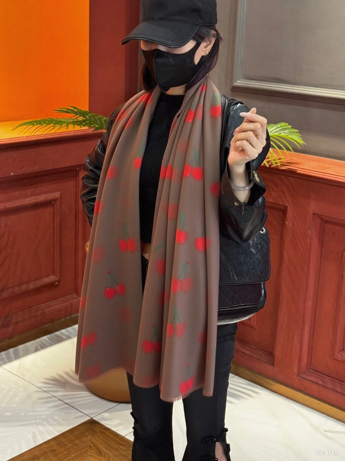 

2025 summer elegant temperament new cherry scarf shawl fashionable and warm autumn and winter scarf XM51