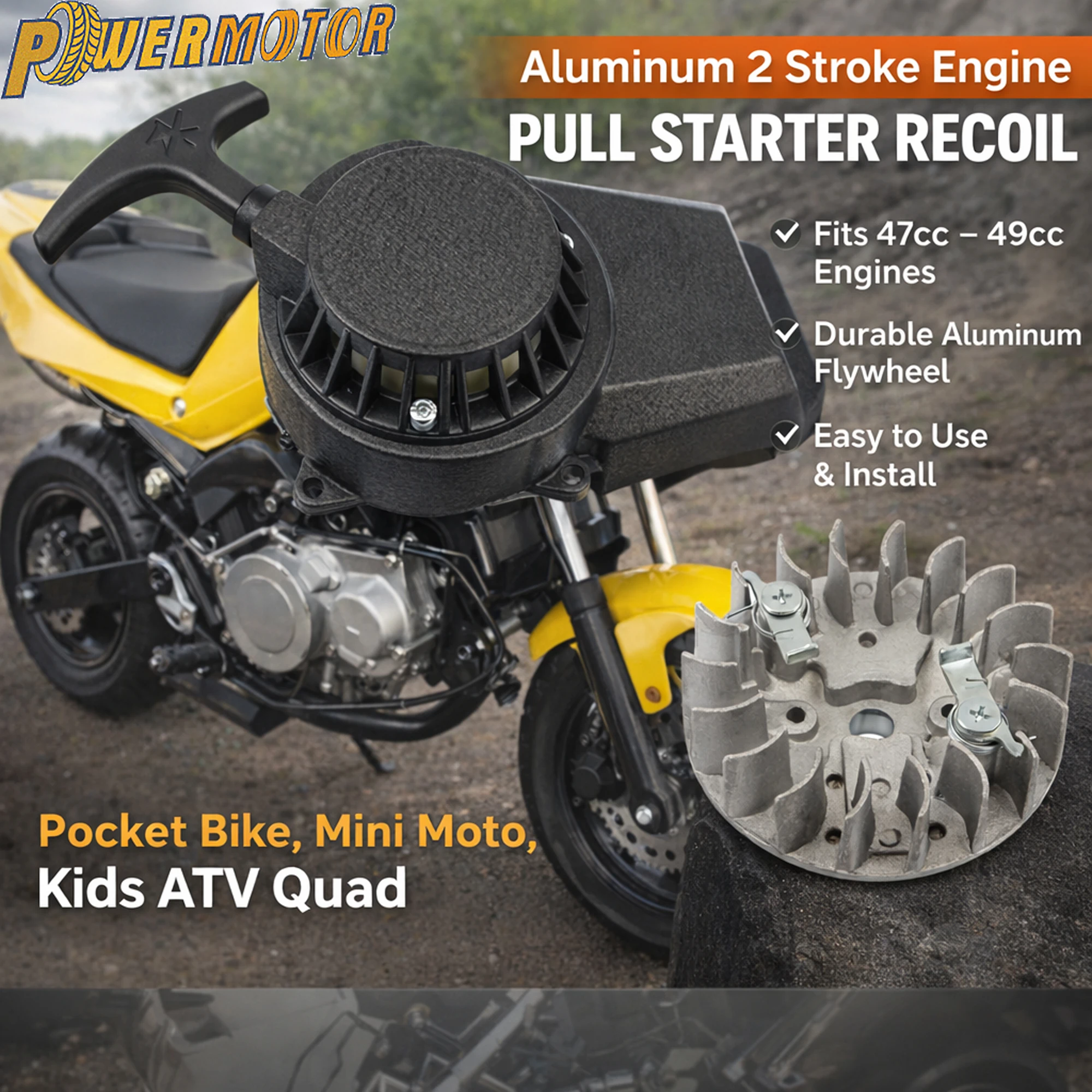 

Motorcycle Pull Starter Start Recoil For 47cc 49cc Mini Moto Dirt Kids ATV Quad 4 Wheeler Motocross 2 Stroke Engine Modified