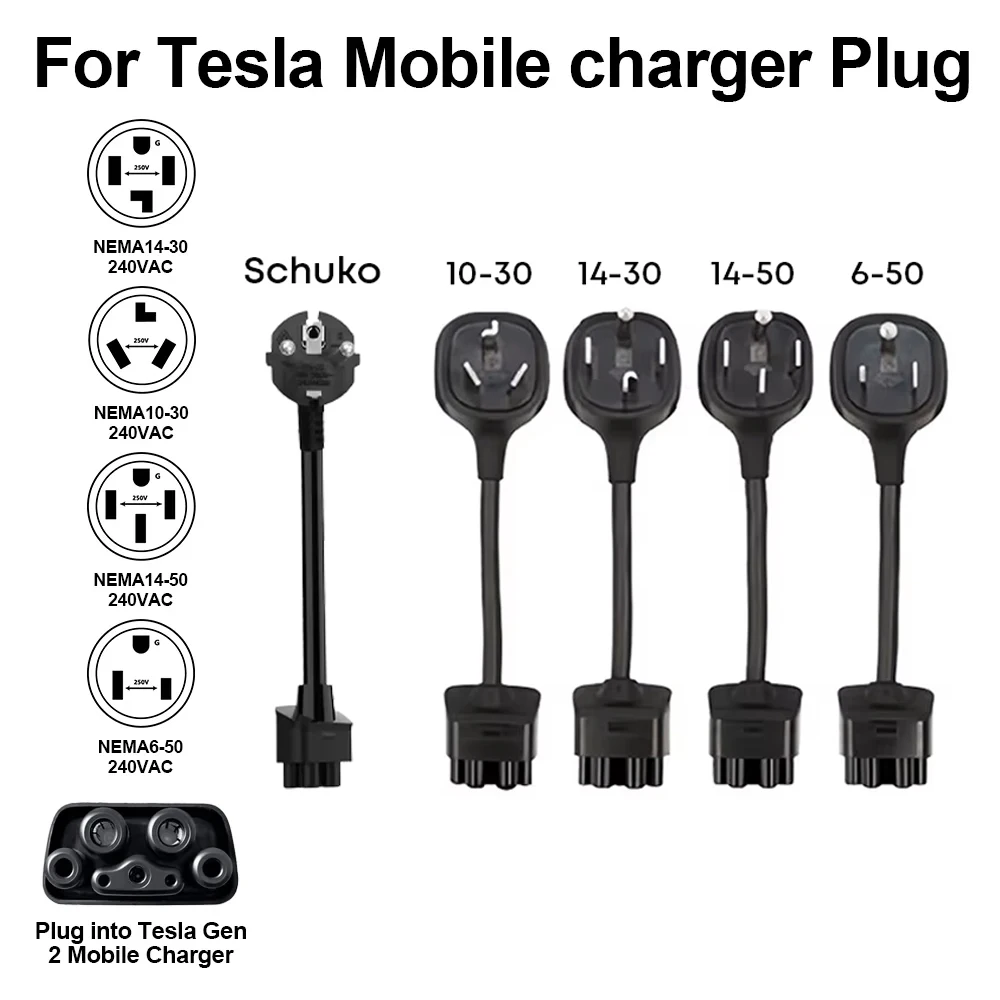 

Берет 240 В, адаптер 16A/32A Nema 6-50/10-30/14-50/14-30 для модели S, 3, X, Y Gen 2 Ev, удлинитель зарядного устройства Connecto