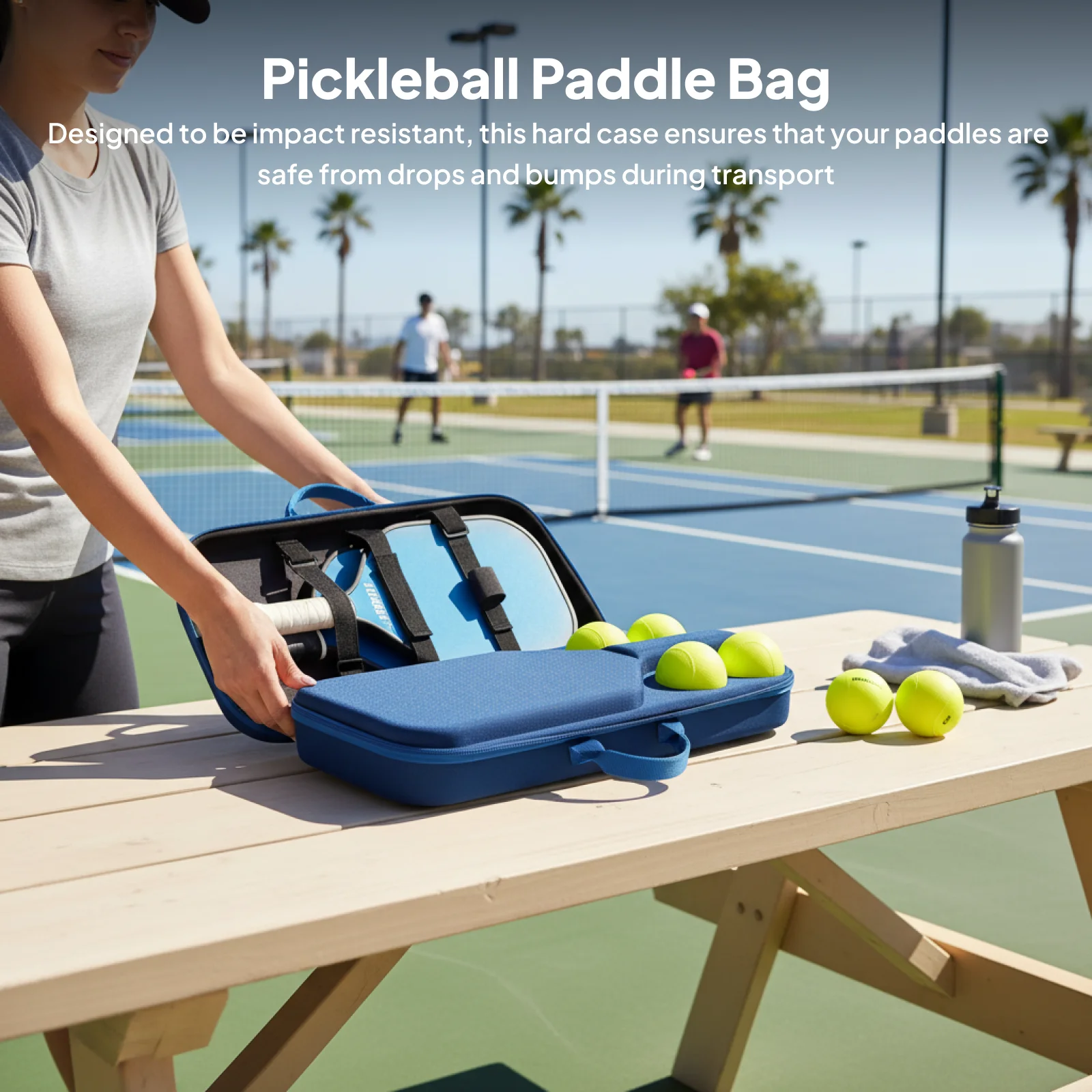 

Легкая сумка-чехол из ЭВА для ракеток для пиклбола на молнии, сумка-переноска для спортивного инвентаря, удобная для транспортировки, аксессуар для пиклбола