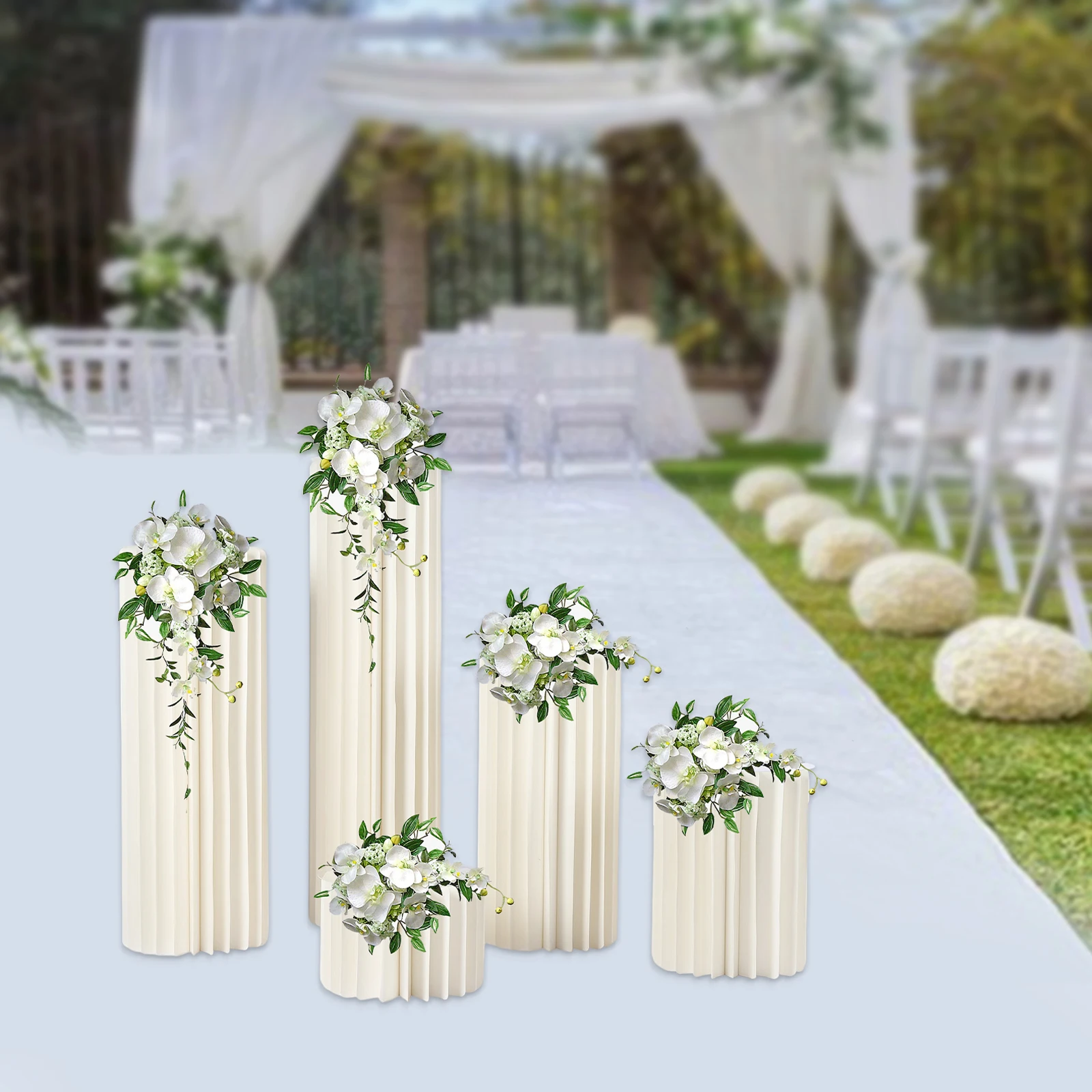 5 pezzi centrotavola per matrimonio in PVC set di vasi in cartone vaso di fiori fiori cilindro centrotavola supporto per decorazioni per tavoli da festa