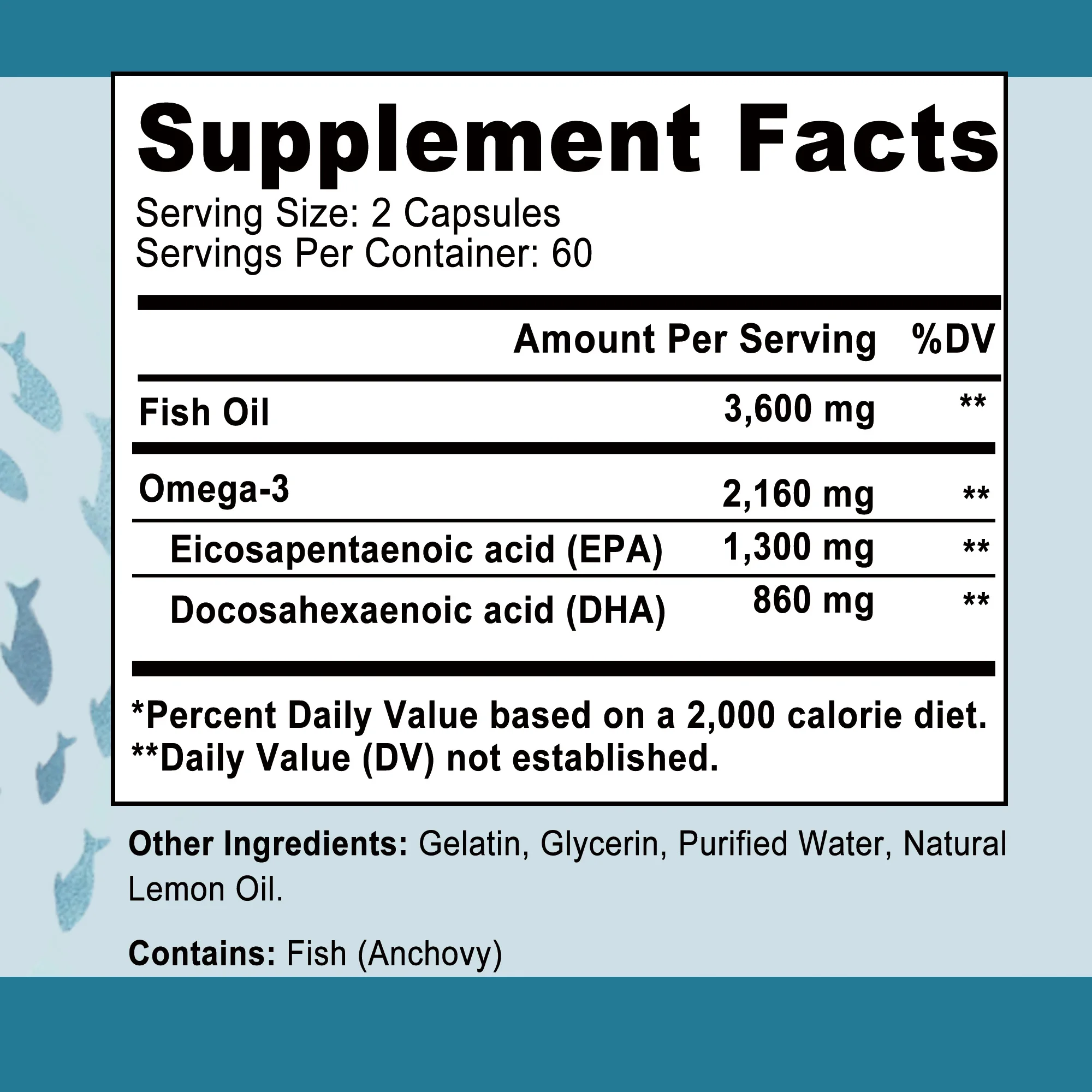 Aceite de pescado Omega 3, 120 cápsulas que favorecen el sistema Cardiovascular, la función cognitiva y la capacidad de aprendizaje