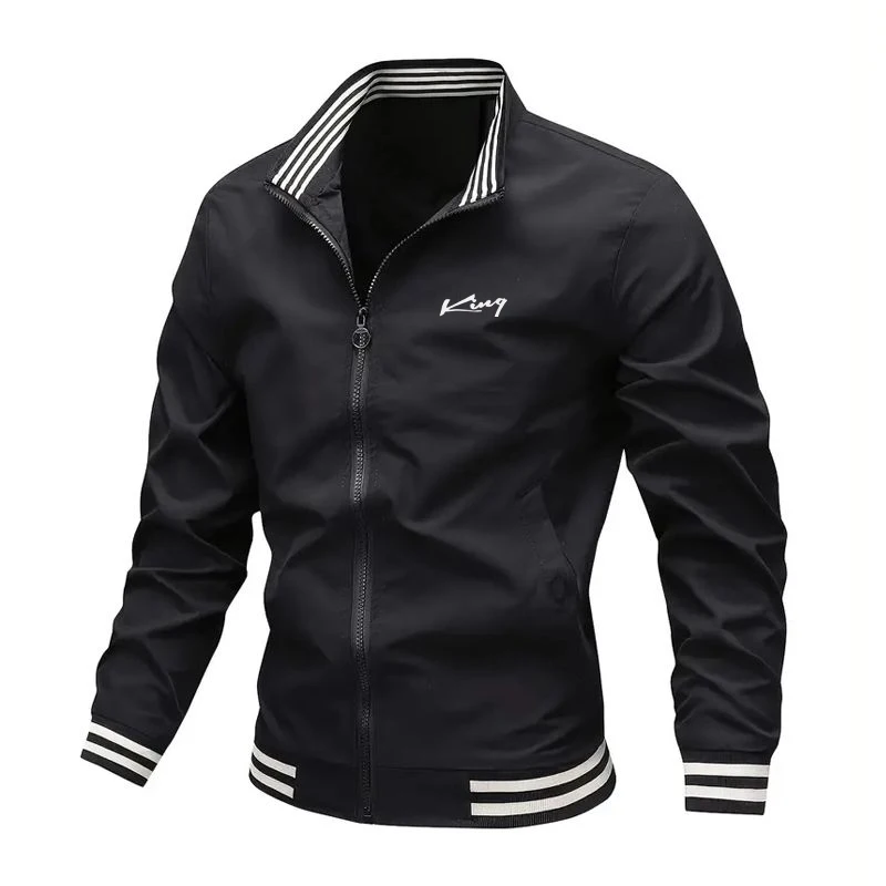 Veste zippée complète pour hommes, manteau noir bleu marine, poche unie à fermeture éclair, sport et plein air, Streetwear Cool décontracté, vêtements de printemps et d'automne
