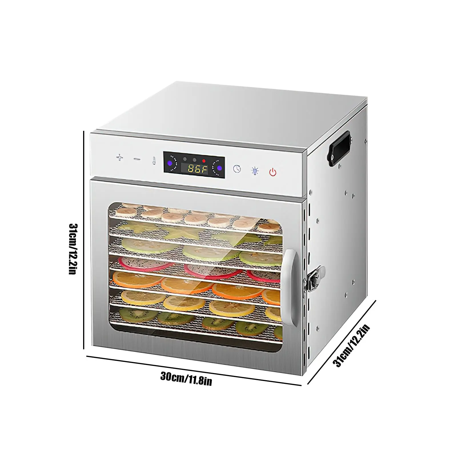 6/8/12 Trays Voedsel Dehydrator Rvs Machine 400W huis groenten Fruit Vriesdroger Met 24H Timer LED intelligentie