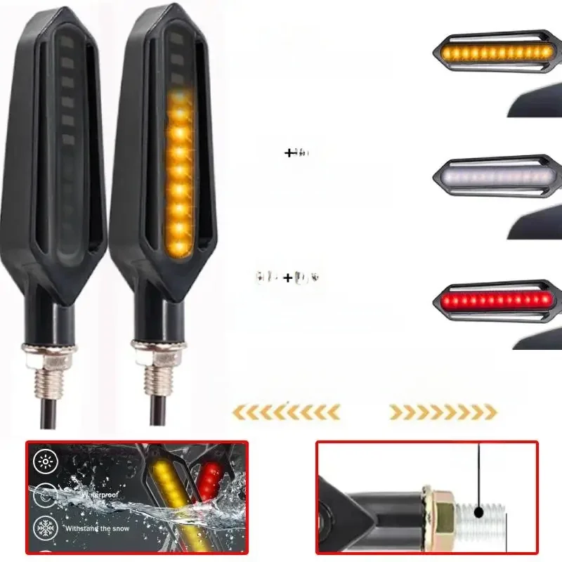 Motorfiets Richtingaanwijzers LED Licht 12V 10mm Stromend Water Blinker Licht 24LED Universele Moto Gebouwd Relais Knipperend indicatielampje - afbeelding 2