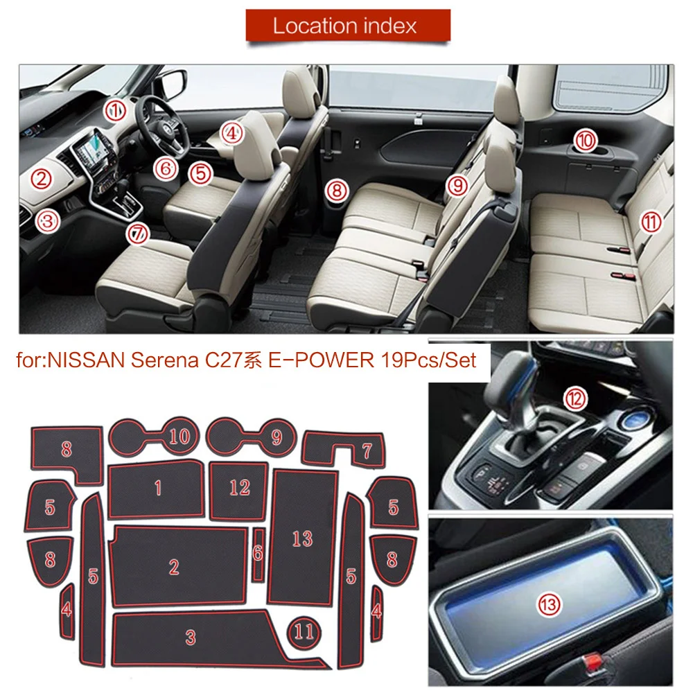 Dust-proof Pad for Nissan Serena X C27 Suzuki Landy 2016~2022 Storage Rubber Mat Door Slot Groove Cup Cushion Coaster Sticker